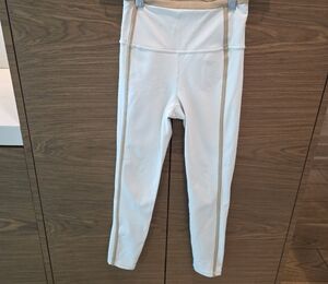White Leggings with Tan Stripes Worn  Twice